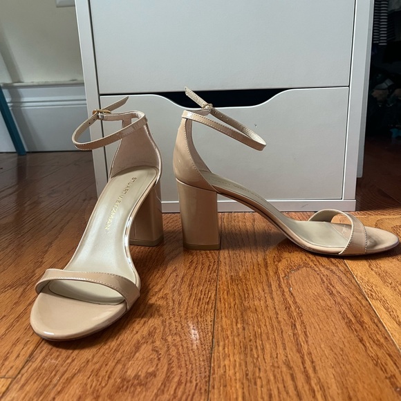 Stuart Weitzman Beige Block Heel Sandals - Picture 1 of 7
